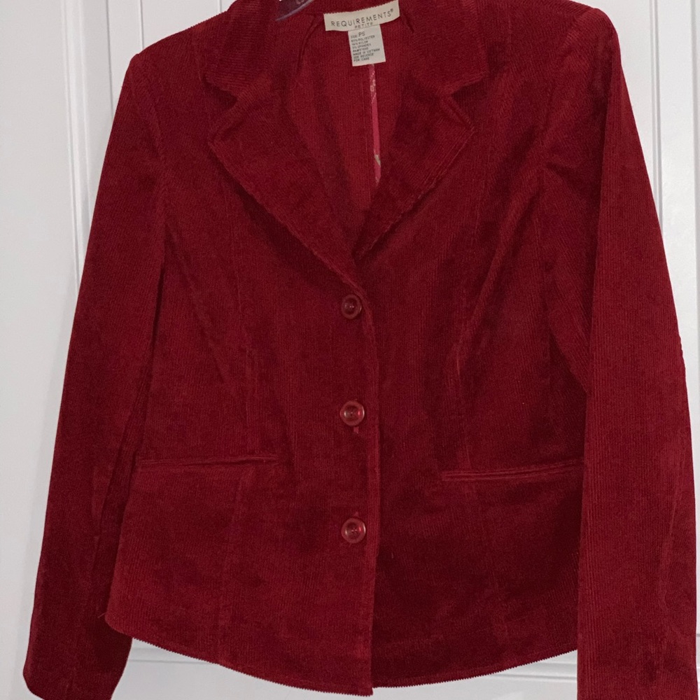 Requirements Red Blazer Jacket Corduroy PS  petite small